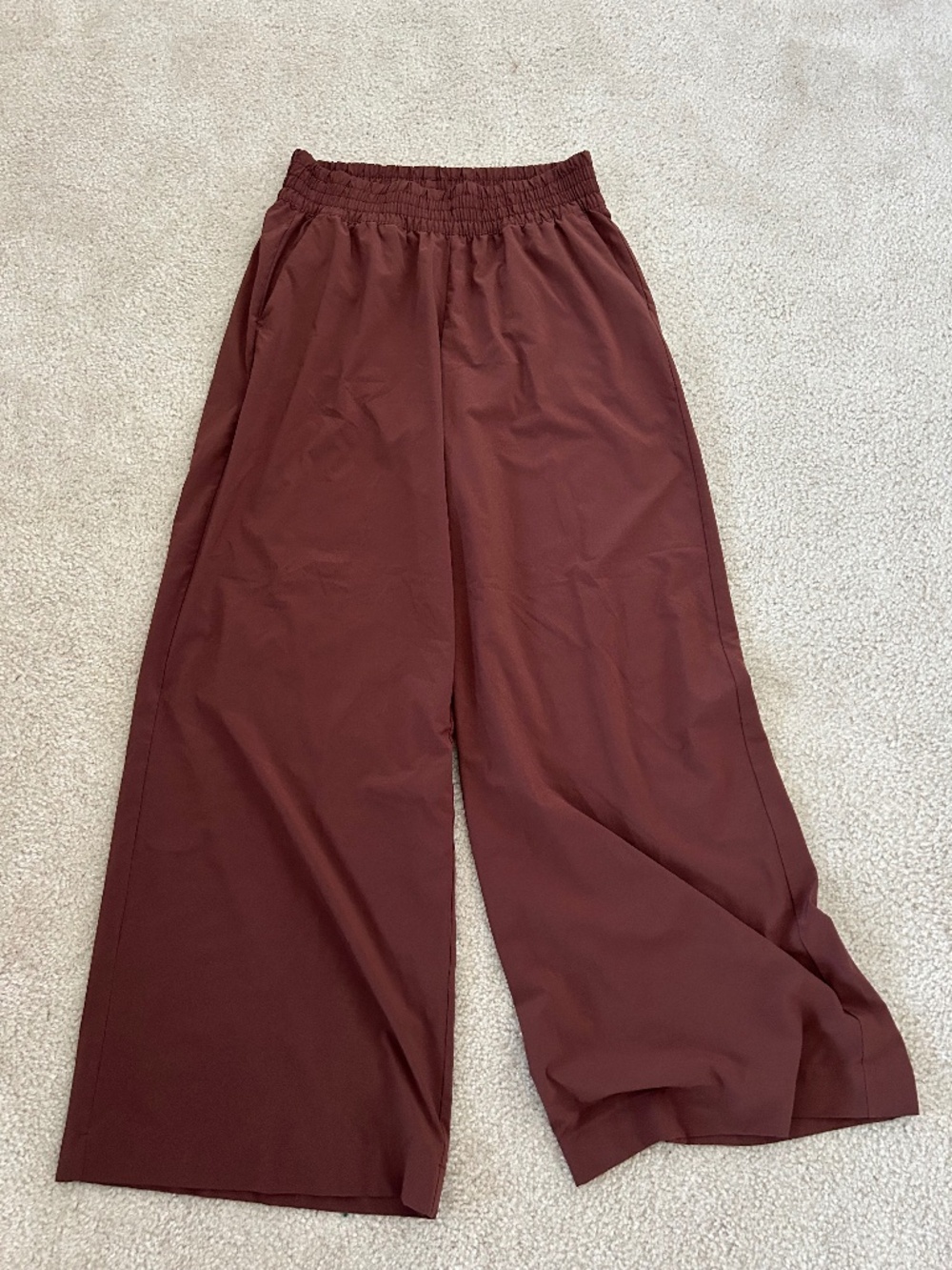 Vuori Wide Leg Pants in Deep Burgundy